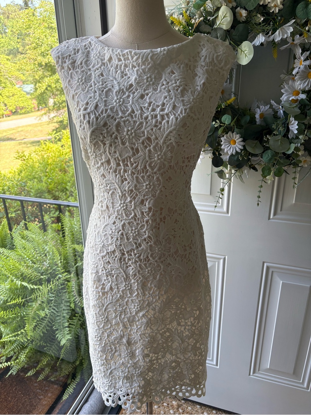 Ralph Lauren White Floral Lace Sheath Mini Dress